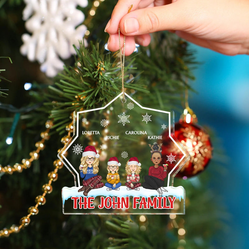 Style dessin animé - Cadeau de Noël pour la famille et les amis - Décoration acrylique personnalisée