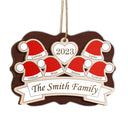 Santa Hats - Christmas Gift For Family, Parents, Grandparents - Personalized 2-Layered Wooden Ornament