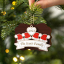 Santa Hats - Christmas Gift For Family, Parents, Grandparents - Personalized 2-Layered Wooden Ornament