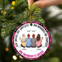 Our Memories Are Countless, Our Friendship Is Endless Pink - Christmas Gifts For Besties, Soul Sisters - Personalized Circle Ceramic Ornament