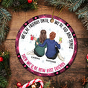 Our Memories Are Countless, Our Friendship Is Endless Pink - Christmas Gifts For Besties, Soul Sisters - Personalized Circle Ceramic Ornament