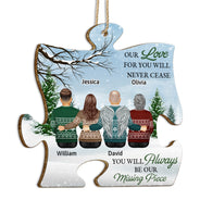 Always Be Our Missing Piece - Memorial, Christmas Gift For Family - Personalized Custom Shaped Wooden Ornament
