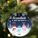 Grandkids Melt My Heart - Christmas Gift For Grandparents, Nana, Papa - Personalized Circle Ceramic Ornament