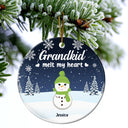 Grandkids Melt My Heart - Christmas Gift For Grandparents, Nana, Papa - Personalized Circle Ceramic Ornament