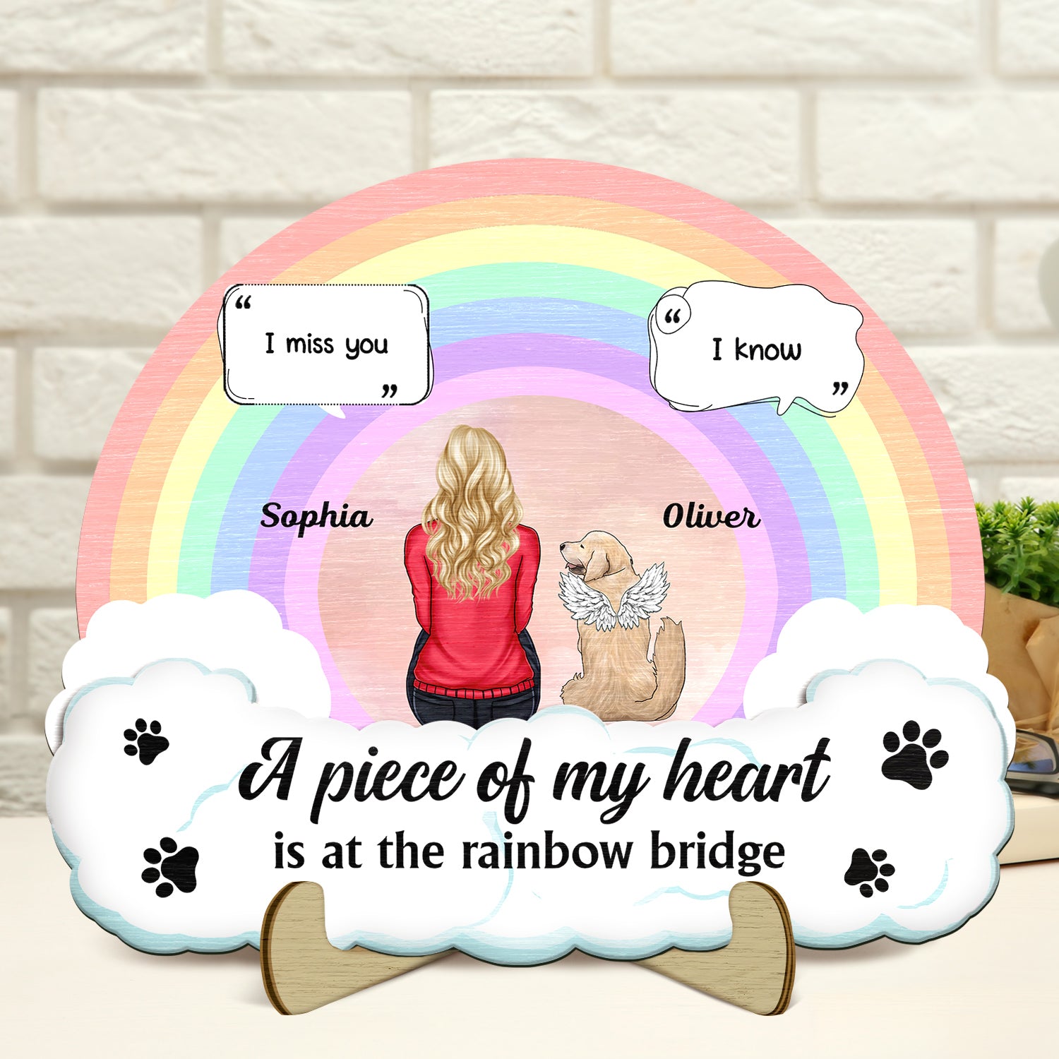 A Piece Of My Heart, Dog, Cat - Memorial Gift For Pet Lover - Personalized 2-Layered Wooden Plaque With Stand