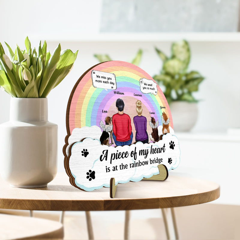 A Piece Of My Heart, Dog, Cat - Memorial Gift For Pet Lover - Personalized 2-Layered Wooden Plaque With Stand