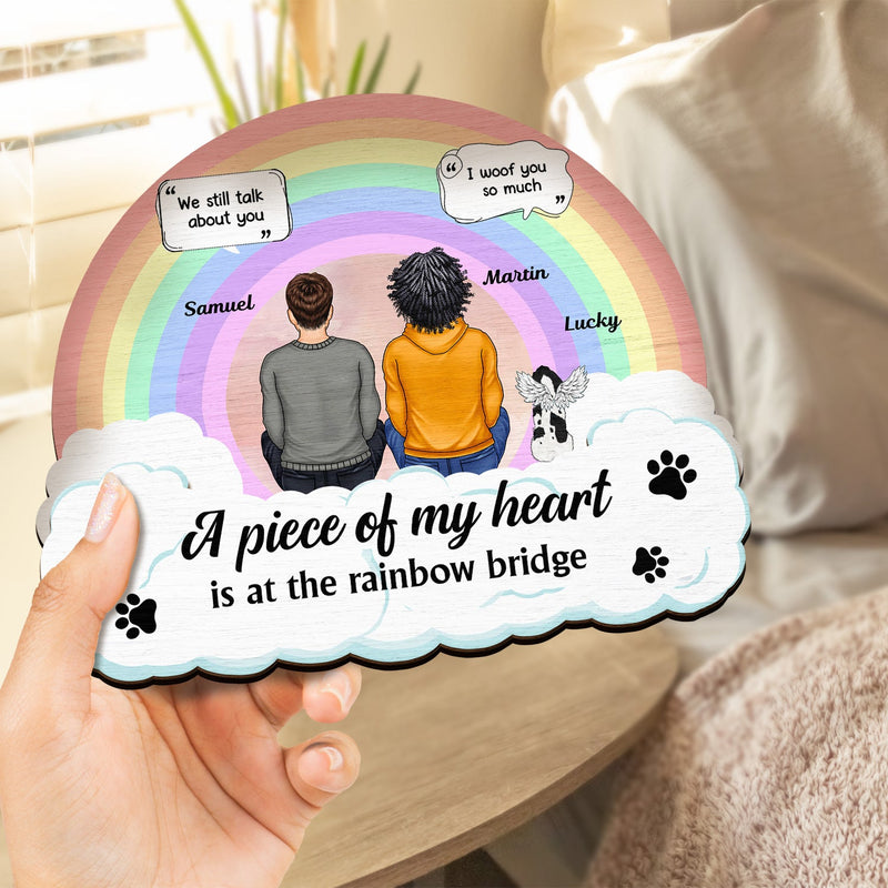 A Piece Of My Heart, Dog, Cat - Memorial Gift For Pet Lover - Personalized 2-Layered Wooden Plaque With Stand