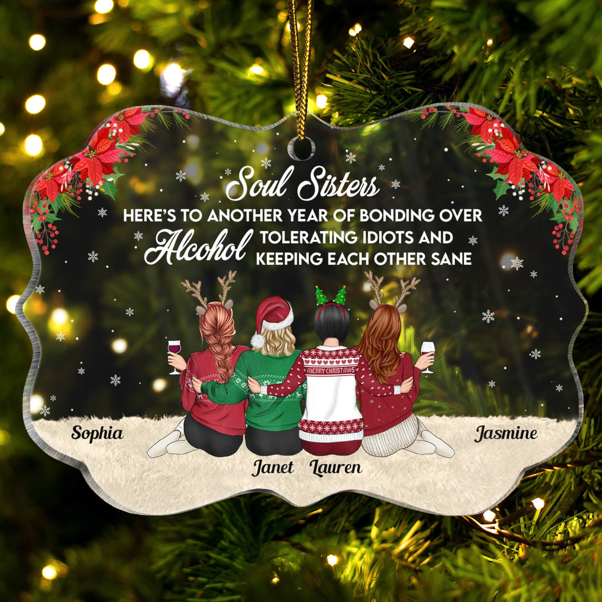 Voici une autre année de liens autour de l'alcool - Cadeau pour meilleure amie, sœur, femme - Ornement médaillon acrylique personnalisé