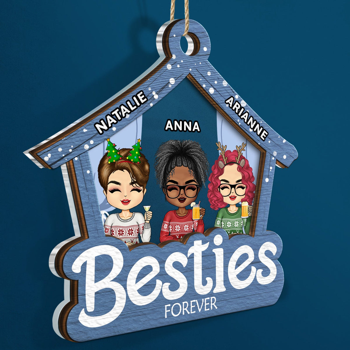 Doll House Chibi Girls - Christmas Gift For Bestie, Sister - Personalized 2-Layered Mix Ornament