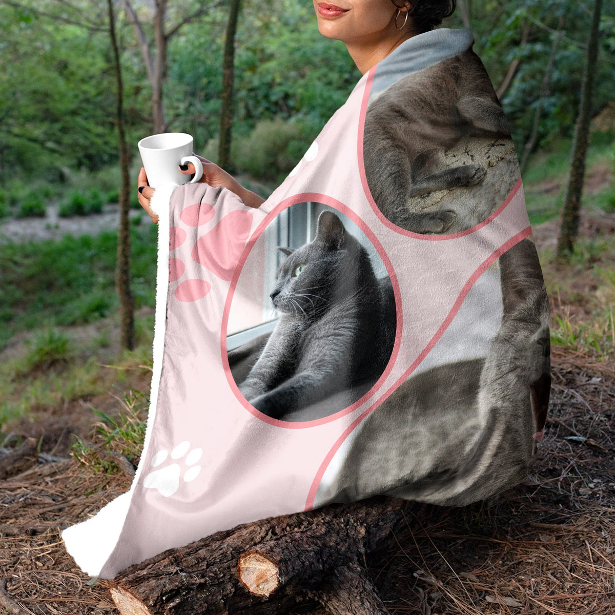 Custom Photo No Longer By My Side But Forever In My Heart - Memorial Gift For Dog Lover, Cat Mom, Pet Loss - Personalized Fleece Blanket