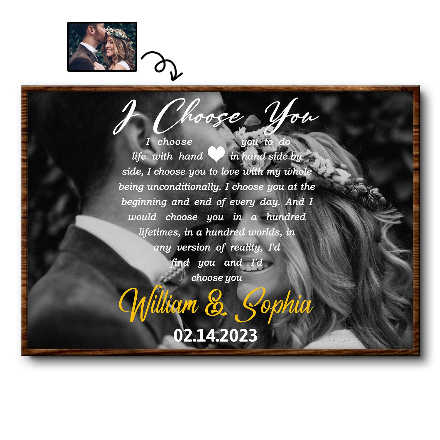 Custom Photo I Choose You Black & White - Anniversary Gift For Couples - Personalized Poster