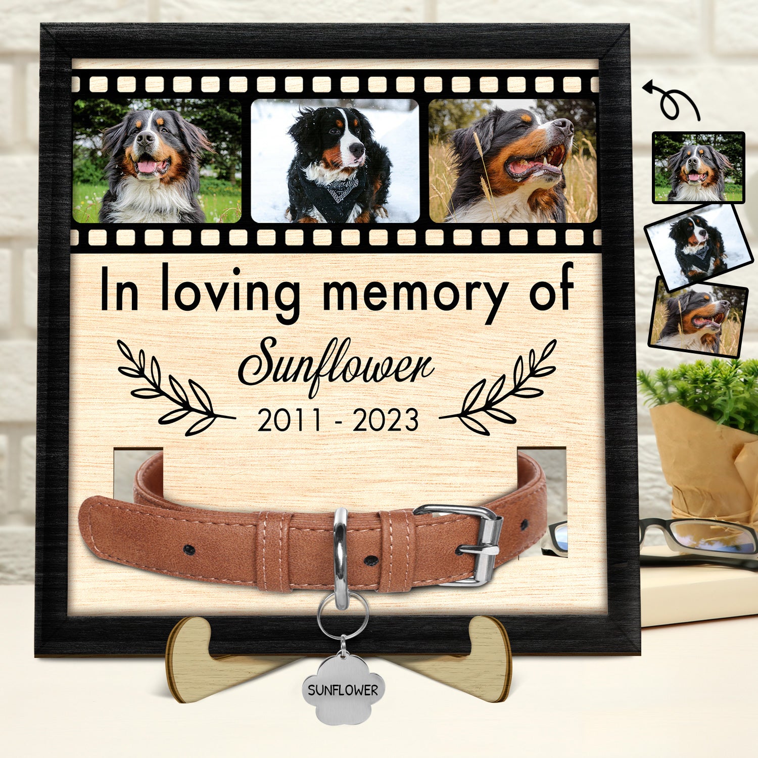 Custom Photo In Loving Memory Of - Memorial Gift For Dog Lover, Cat Mom, Pet Loss - Personalized 2-Layered Wooden Plaque With Stand