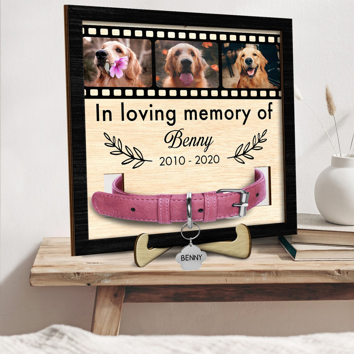 Photo personnalisée à la mémoire de - Cadeau commémoratif pour amoureux des chiens, maman de chats, perte d'animaux de compagnie - Plaque en bois personnalisée à 2 couches avec support