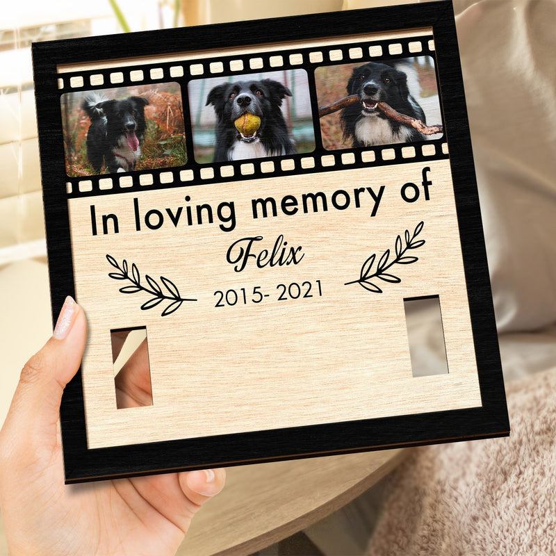 Photo personnalisée à la mémoire de - Cadeau commémoratif pour amoureux des chiens, maman de chats, perte d'animaux de compagnie - Plaque en bois personnalisée à 2 couches avec support