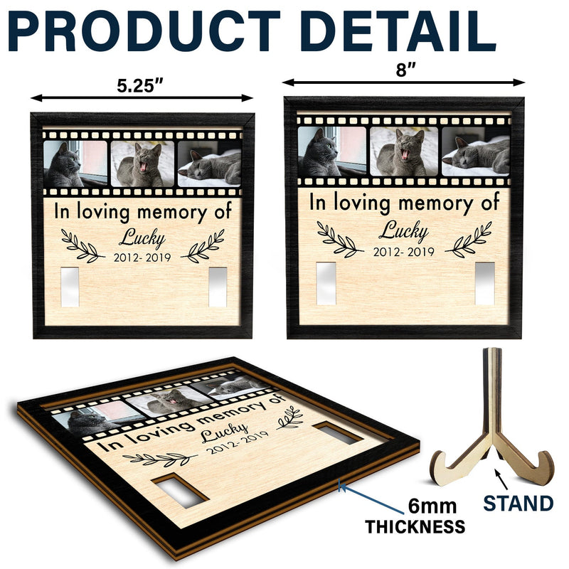 Photo personnalisée à la mémoire de - Cadeau commémoratif pour amoureux des chiens, maman de chats, perte d'animaux de compagnie - Plaque en bois personnalisée à 2 couches avec support