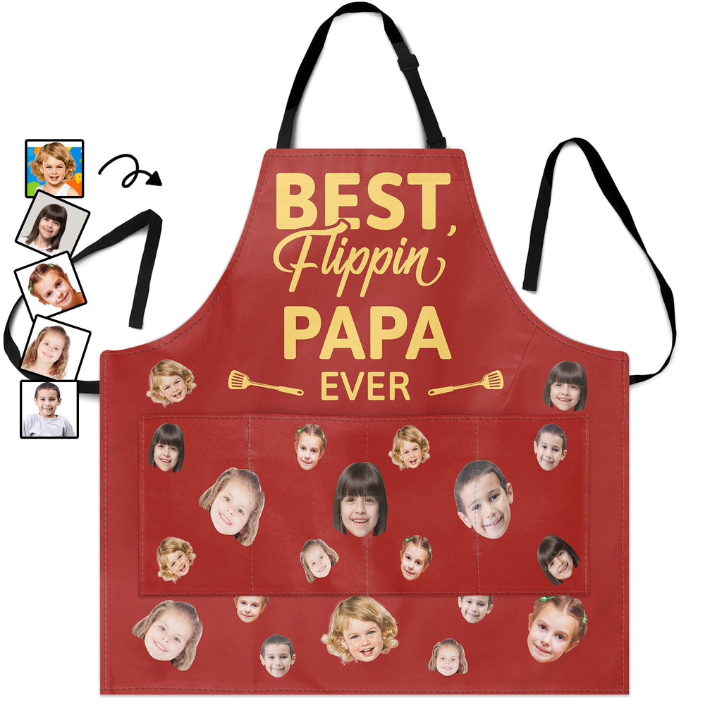 Custom Photo Best Flippin' Papa Ever - Birthday, Anniversary, Funny Gift For Men, Dad, Grandpa, Husband, Boyfriend - Personalized Apron