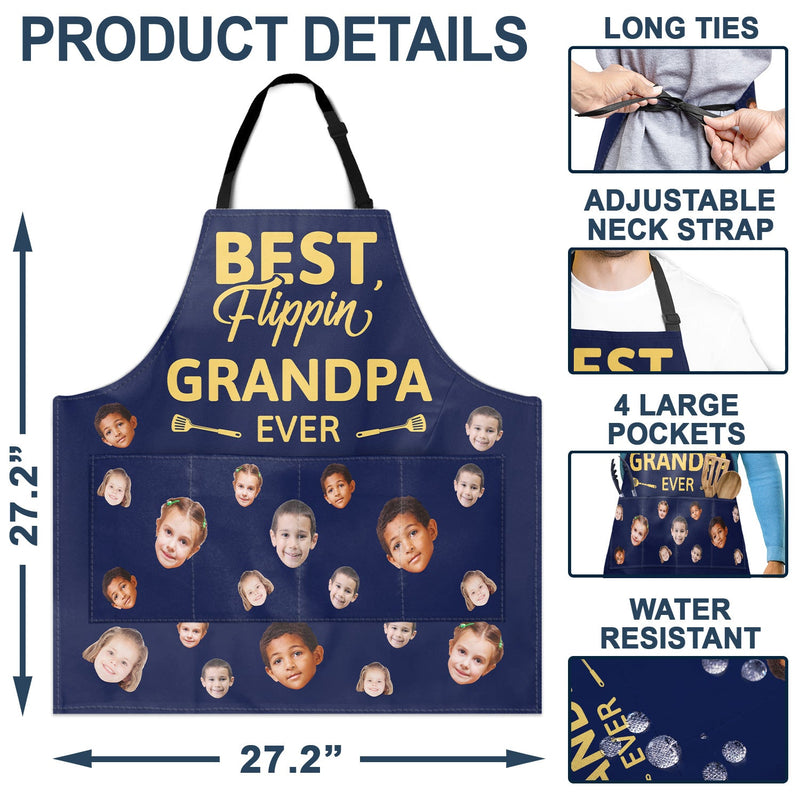 Custom Photo Best Flippin' Papa Ever - Birthday, Anniversary, Funny Gift For Men, Dad, Grandpa, Husband, Boyfriend - Personalized Apron