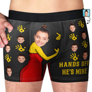 Photo personnalisée « Touche pas, il est à moi » – Cadeau amusant pour mari ou petit ami – Boxer personnalisé pour homme