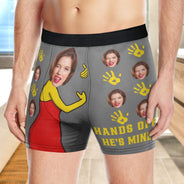 Photo personnalisée « Touche pas, il est à moi » – Cadeau amusant pour mari ou petit ami – Boxer personnalisé pour homme