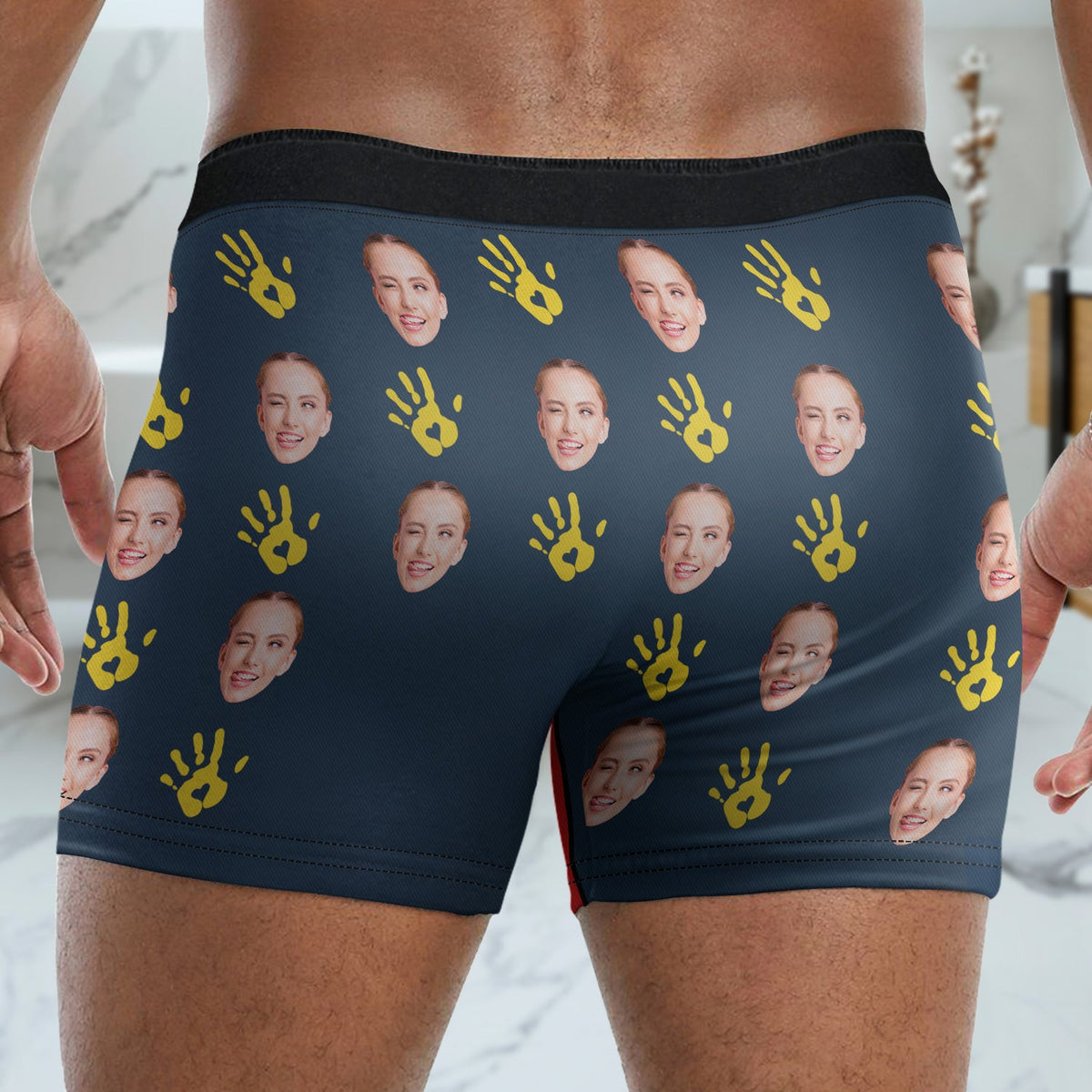 Photo personnalisée « Touche pas, il est à moi » – Cadeau amusant pour mari ou petit ami – Boxer personnalisé pour homme