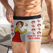 Photo personnalisée « Touche pas, il est à moi » – Cadeau amusant pour mari ou petit ami – Boxer personnalisé pour homme