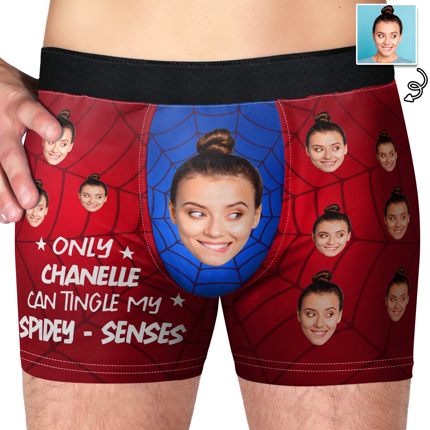 Custom Photo Only Wife Tingle My Spidey Senses - Funny Gift For Husband, Boyfriend - Personalized Men's Boxer Briefs