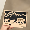 Mama Mom Bear - Loving Gift For Mother, Grandma, Nana, Father, Grandpa, Papa - Personalized Custom Shaped 2-Layered Wooden Plaque