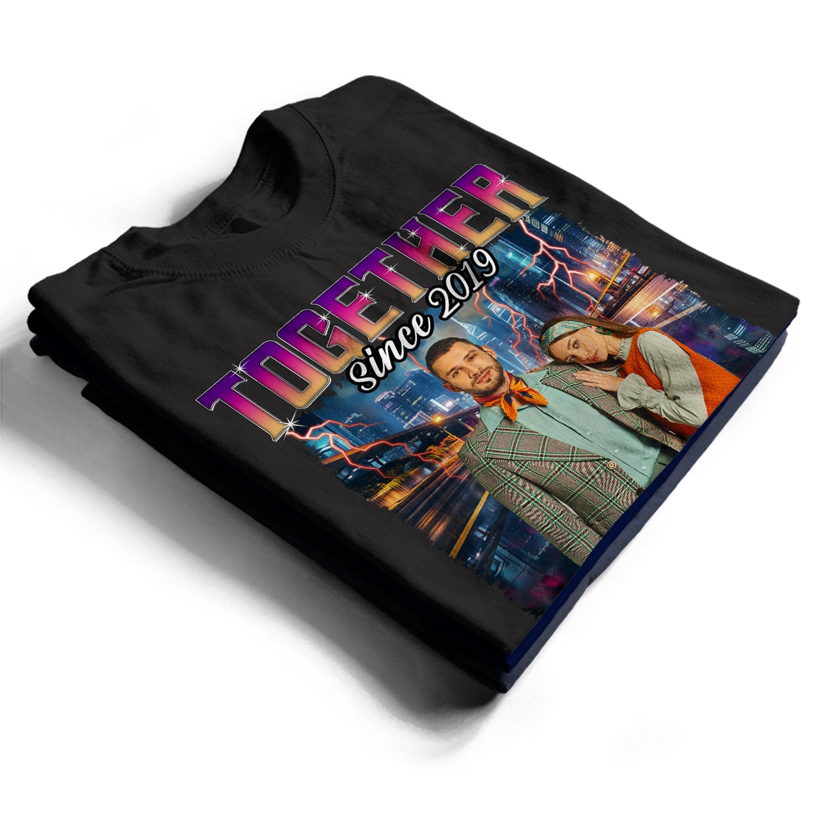 Custom Photo Together Since Hip Hop Retro Style - Birthday, Anniversary Gift For Couple, Spouse, Husband, Wife - Personalized T Shirt