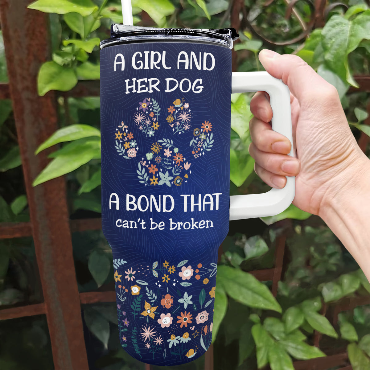 Personalized 40oz Tumbler with Handle and Straw - Dog Lover Gifts - It's  Never Just a Dog