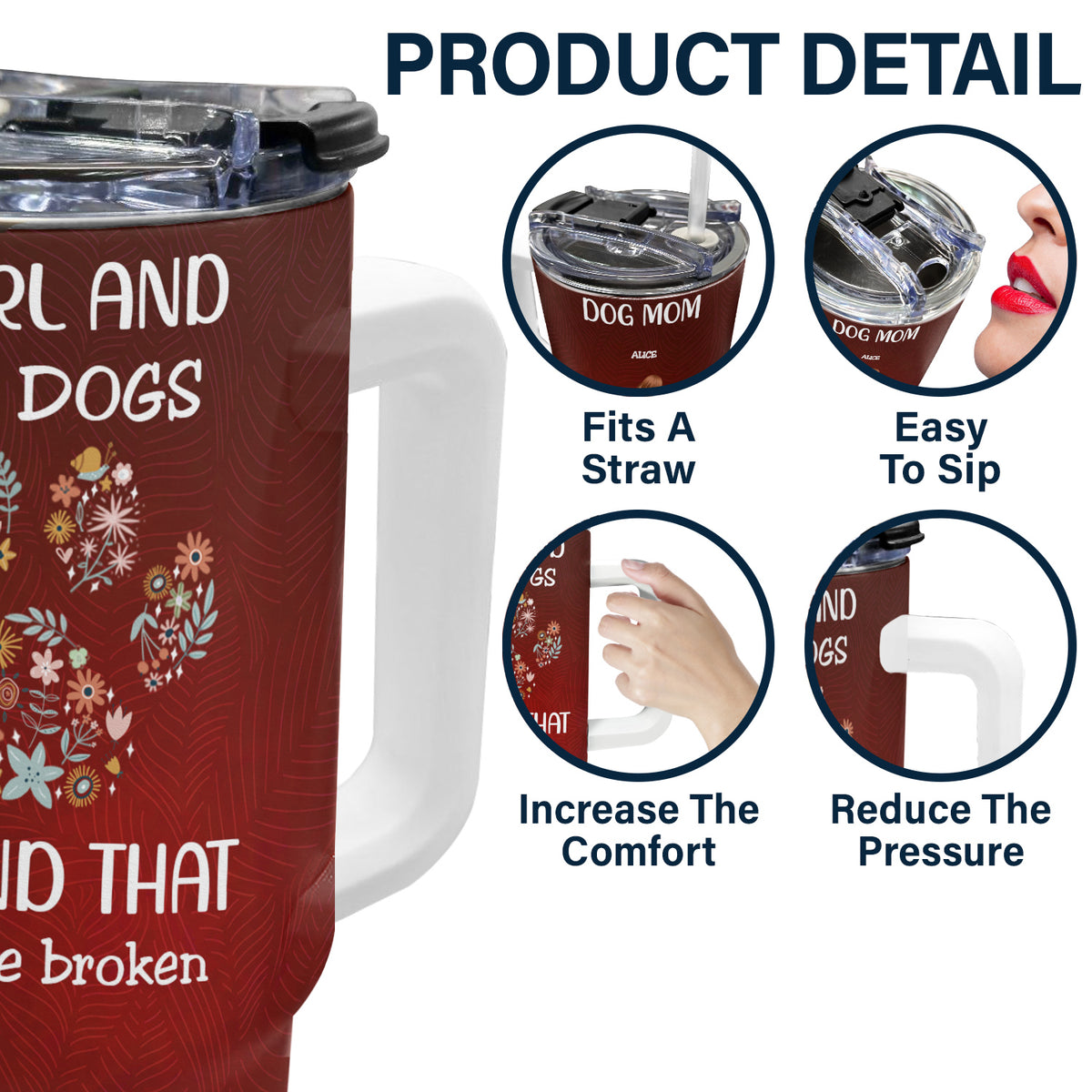 Personalized 40oz Tumbler with Handle and Straw - Dog Lover Gifts - It's  Never Just a Dog