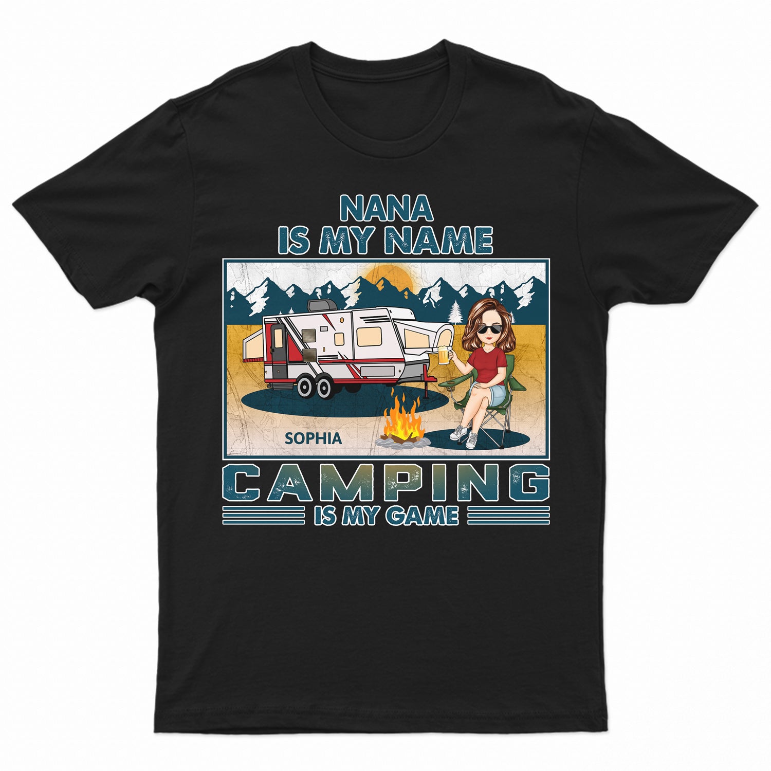 Is My Name Camping Is My Game - Gift For Camping Lovers - Personalized T Shirt
