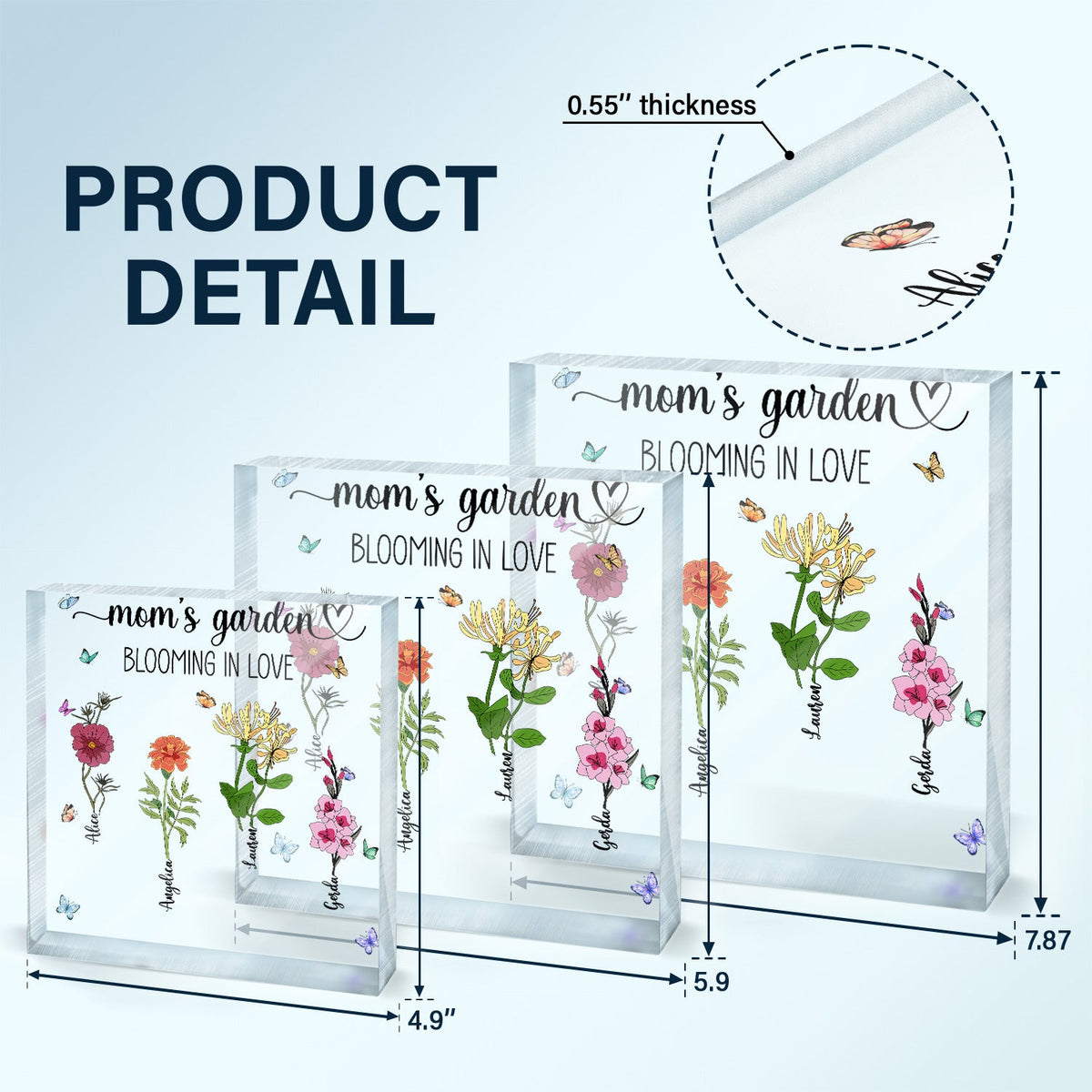 Granny's Garden Love Grows Here - Birthday, Loving Gift For Mom, Mum, Mother, Nana, Grandma - Personalized Square Shaped Acrylic Plaque