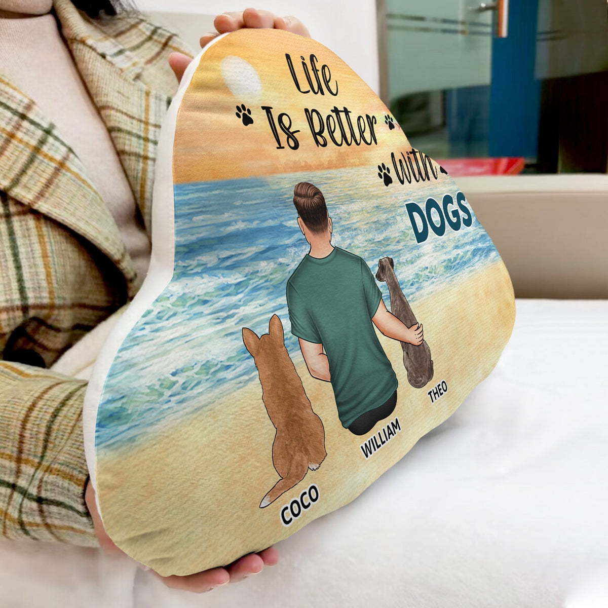Un lien indéfectible - Cadeau pour les amoureux des chiens et les mamans de chiens - Coussin personnalisé en forme de nuage