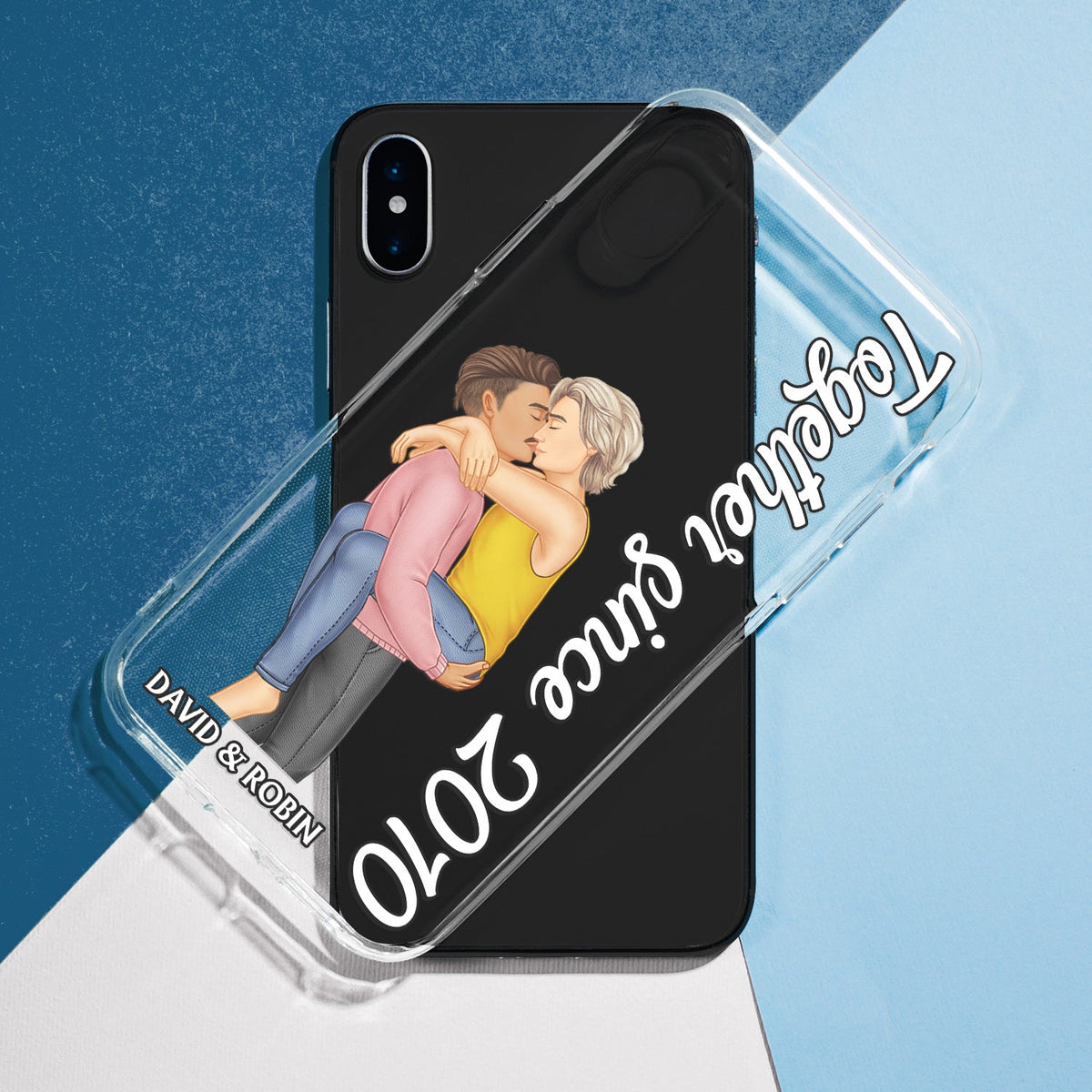 Ensemble depuis le baiser du couple - Cadeau d'anniversaire pour conjoint, mari, femme - Coque de téléphone transparente personnalisée