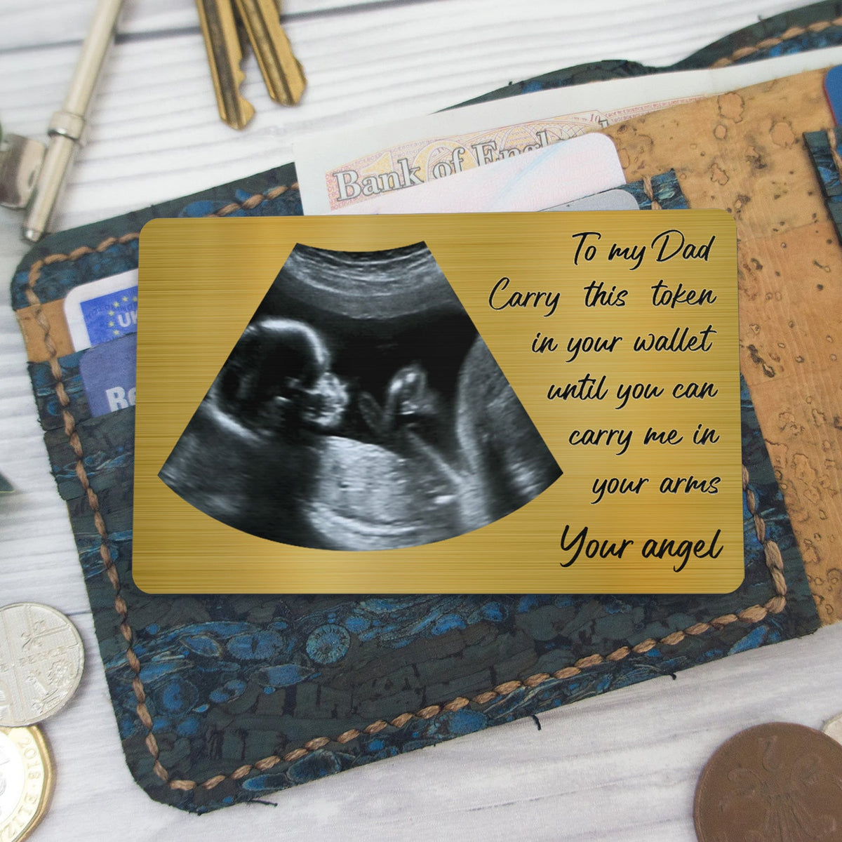 Custom Photo Congrats On Being My Husband - Anniversary Gift For Spouse, Lover, Couple - Personalized Aluminum Wallet Card