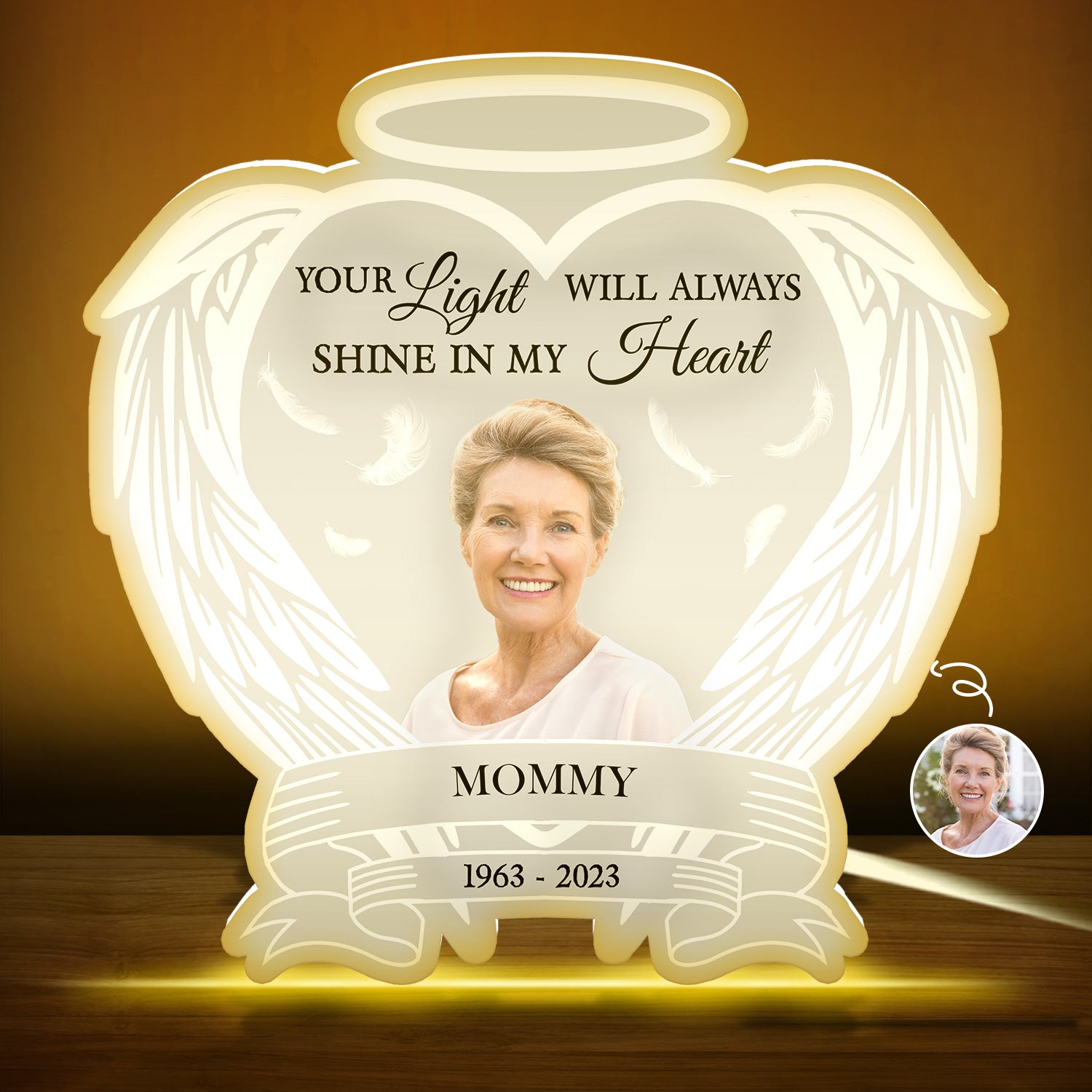 Custom Photo Always Shine In My Heart - Loving, Memorial Gift For Family, Siblings, Friends - Personalized Custom Shaped Photo Light Box