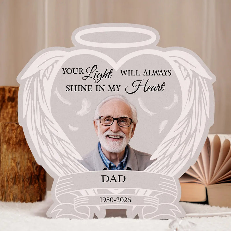 Custom Photo, Memorial, Gift For Father, Gift For Mother, Family, Sad - Custom Photo Always Shine In My Heart - Personalised Custom Shaped Light Box
