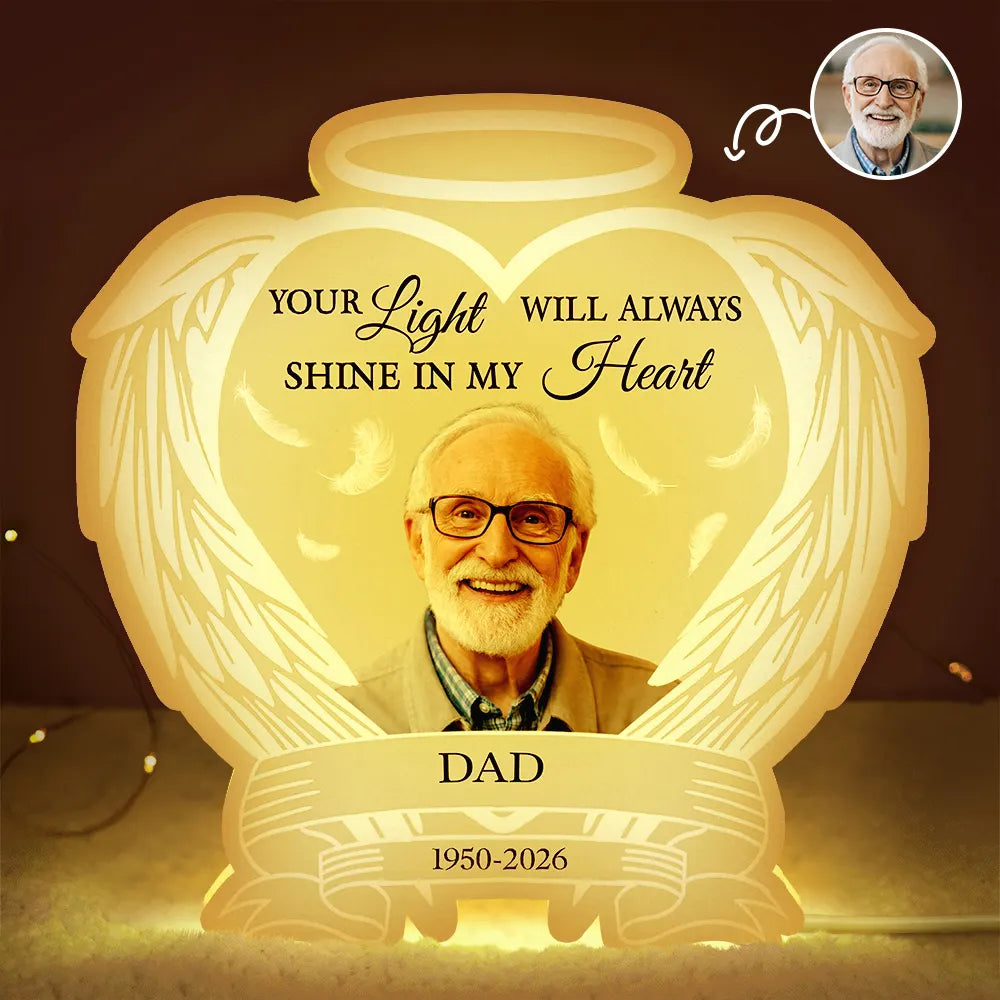 Custom Photo, Memorial, Gift For Father, Gift For Mother, Family, Sad - Custom Photo Always Shine In My Heart - Personalised Custom Shaped Light Box