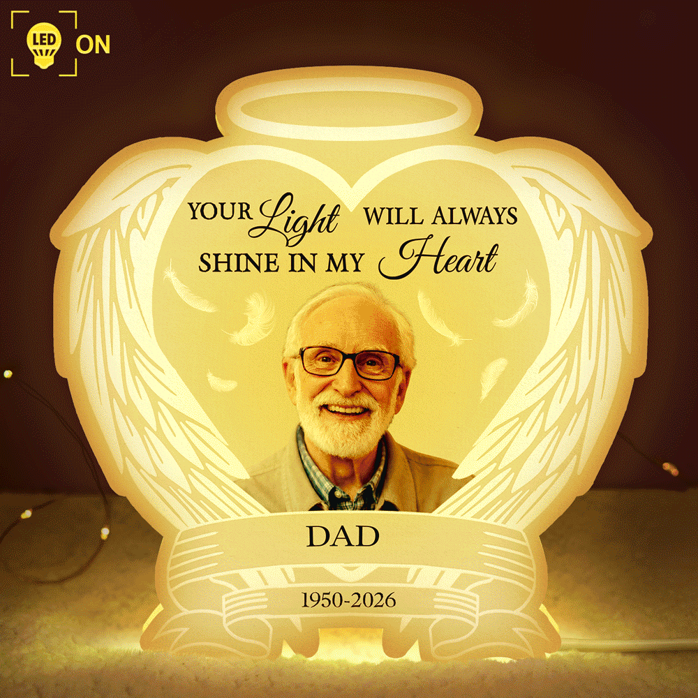 Custom Photo, Memorial, Gift For Father, Gift For Mother, Family, Sad - Custom Photo Always Shine In My Heart - Personalised Custom Shaped Light Box