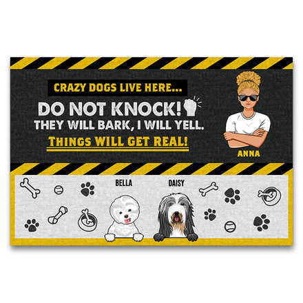Crazy Dogs Live Here - Cadeau pour les amoureux des chiens - Paillasson personnalisé