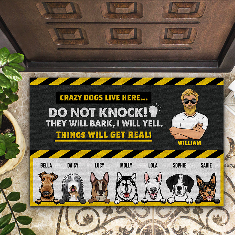 Crazy Dogs Live Here - Gift For Dog Lovers - Personalized Custom Doormat