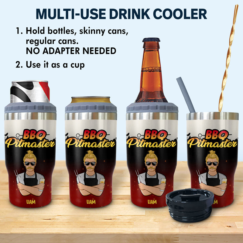 BBQ Go Get Me A Beer - Personalized Custom Triple 3 In 1 Can Cooler