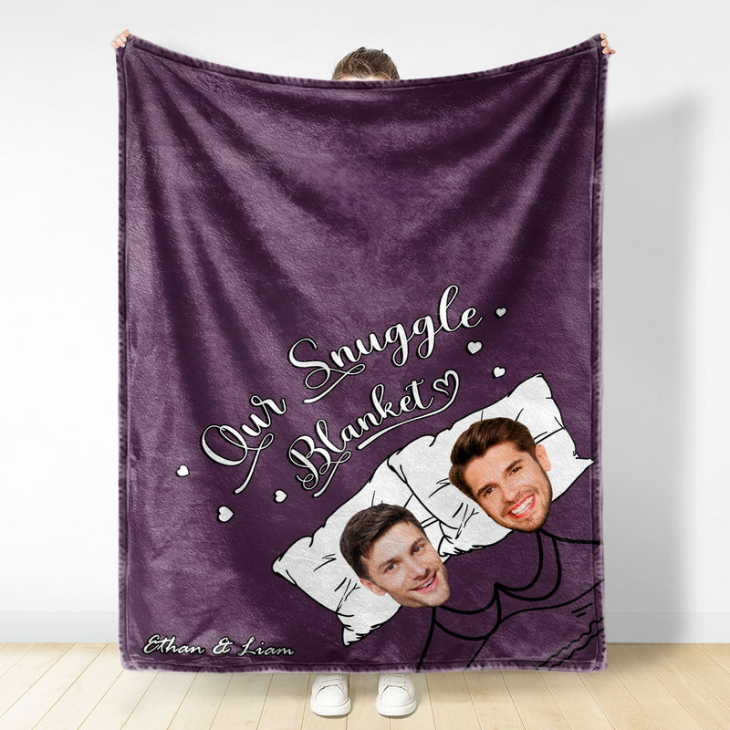 Custom Photo Our Snuggle Blanket Funny - Gift For Couple - Personalized Custom Fleece Blanket