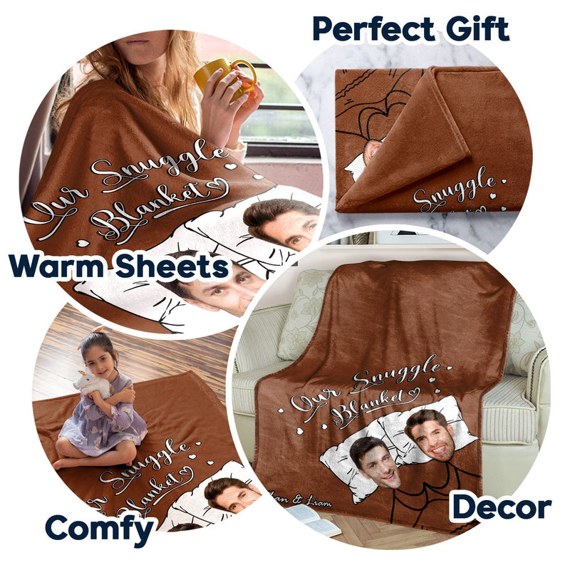 Custom Photo Our Snuggle Blanket Funny - Gift For Couple - Personalized Custom Fleece Blanket