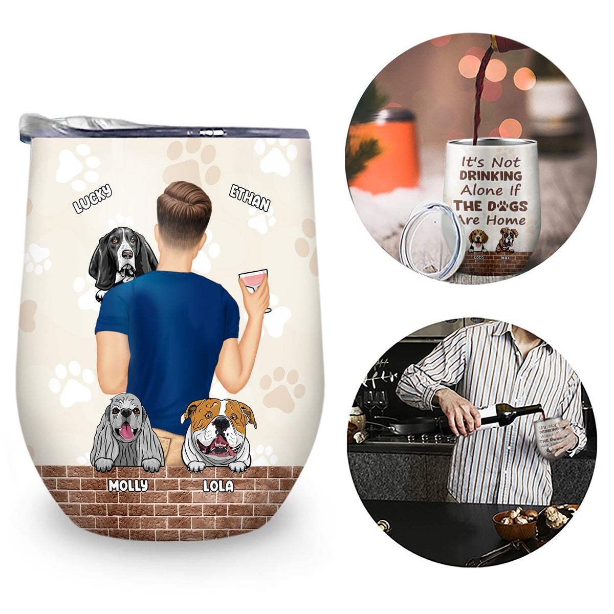 Ce n'est pas boire seul - Cadeau maman chien, papa chien - Verre à vin personnalisé