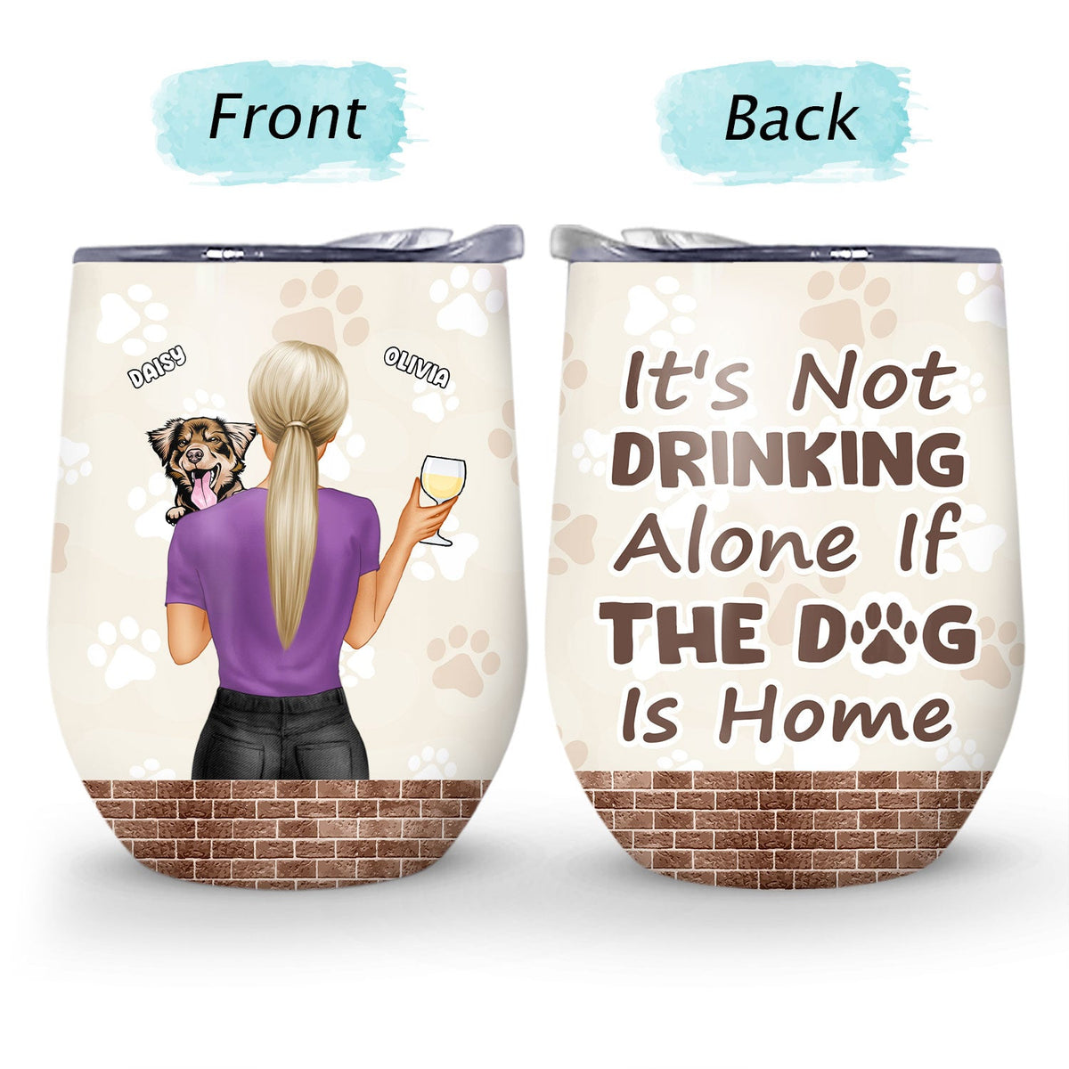 Ce n'est pas boire seul - Cadeau maman chien, papa chien - Verre à vin personnalisé