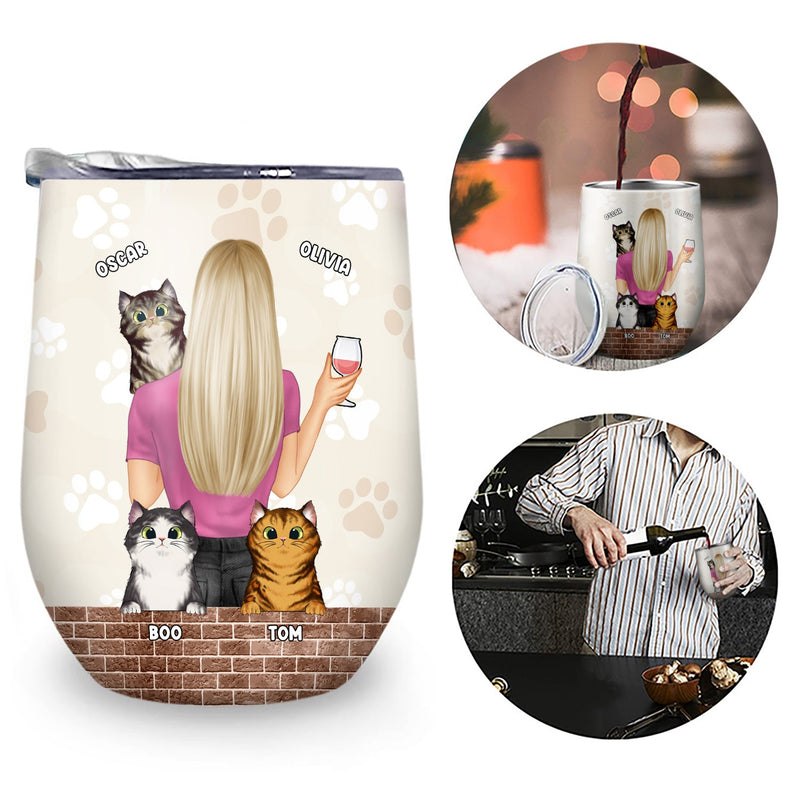 Ce n'est pas boire seul - Cadeau pour les amoureux des chiens et des chats - Verre à vin personnalisé