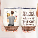 Ce n'est pas boire seul - Cadeau pour les amoureux des chiens et des chats - Verre à vin personnalisé