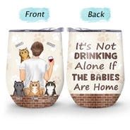 Ce n'est pas boire seul - Cadeau pour les amoureux des chiens et des chats - Verre à vin personnalisé