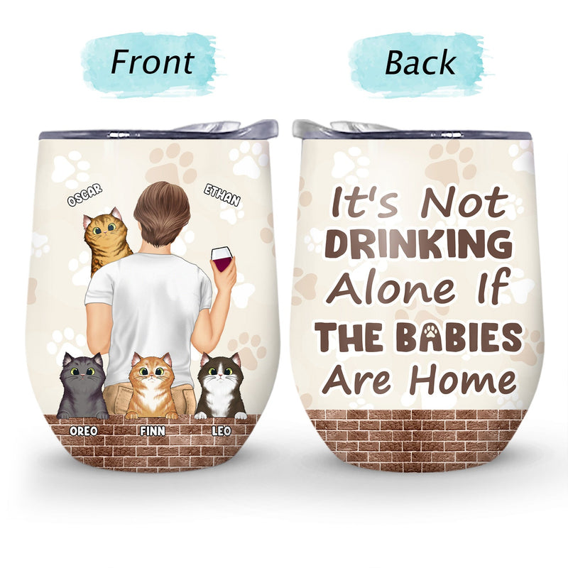 Ce n'est pas boire seul - Cadeau pour les amoureux des chiens et des chats - Verre à vin personnalisé